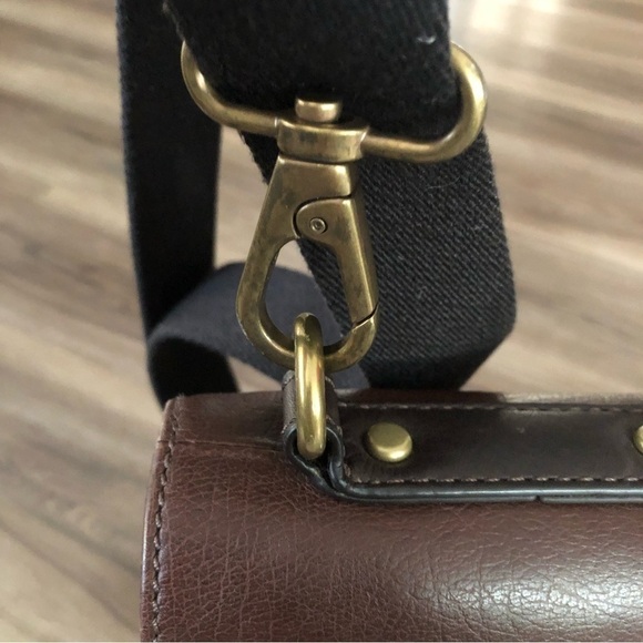 Fossil Saddle Mens Brown Genuine Leather Laptop Briefcase Work Bag 16”x12” - Picture 15 of 16